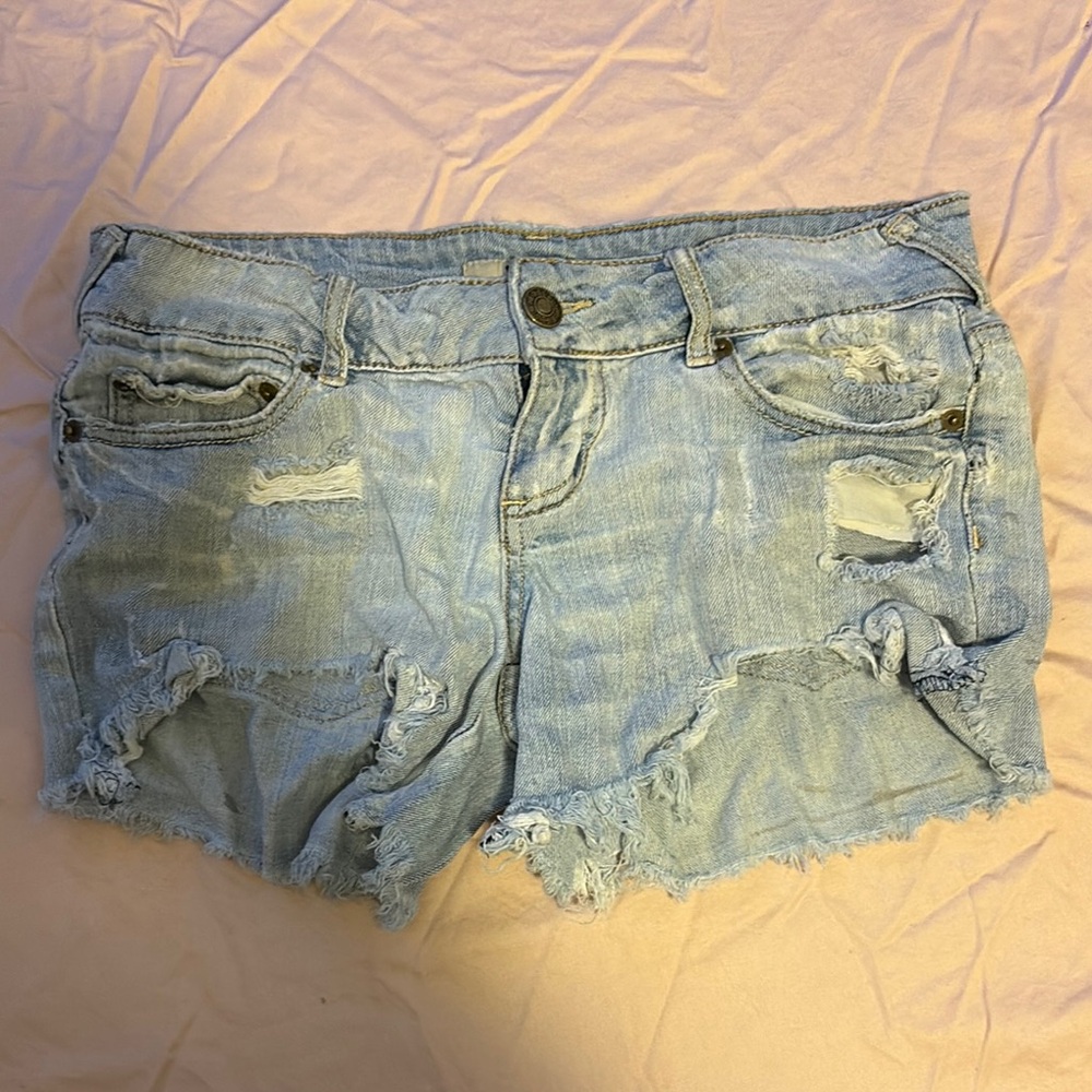 Wet Seal Blue Distressed Jean Shorts